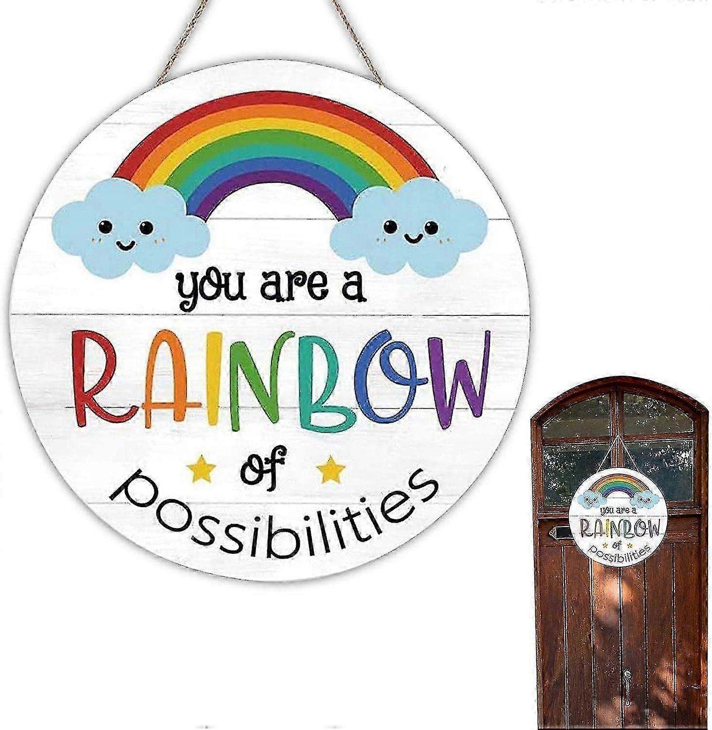 Rainbow Sign For Classroom - Creative Rainbow Wooden Listing Outdoor Sign - Art Wall Sign You Are A Rainbow Of Possibilities Rainbow 11.5in Decoration