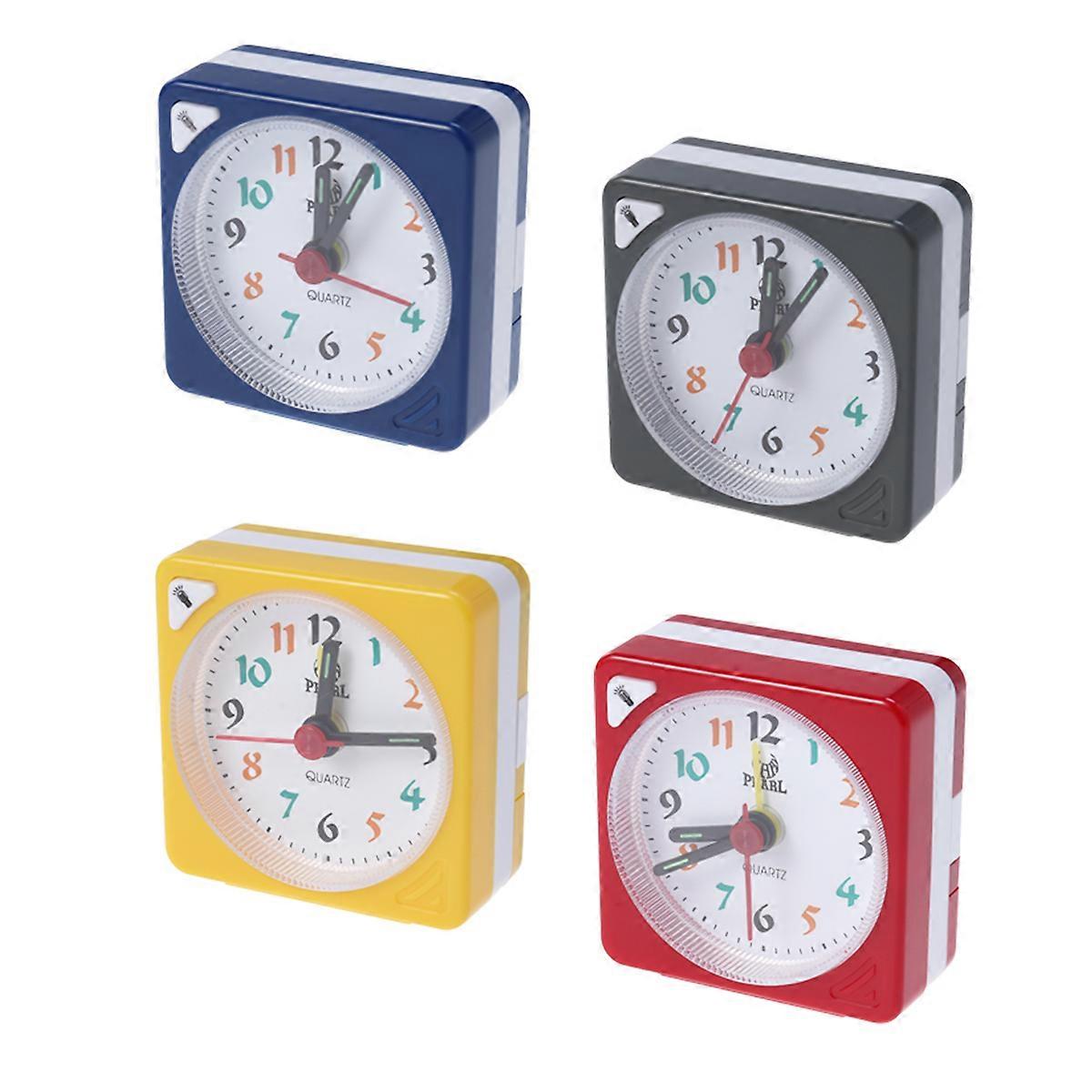 Grey Quartz Clock Square Mini Plastic Alarm Clock for Time Display