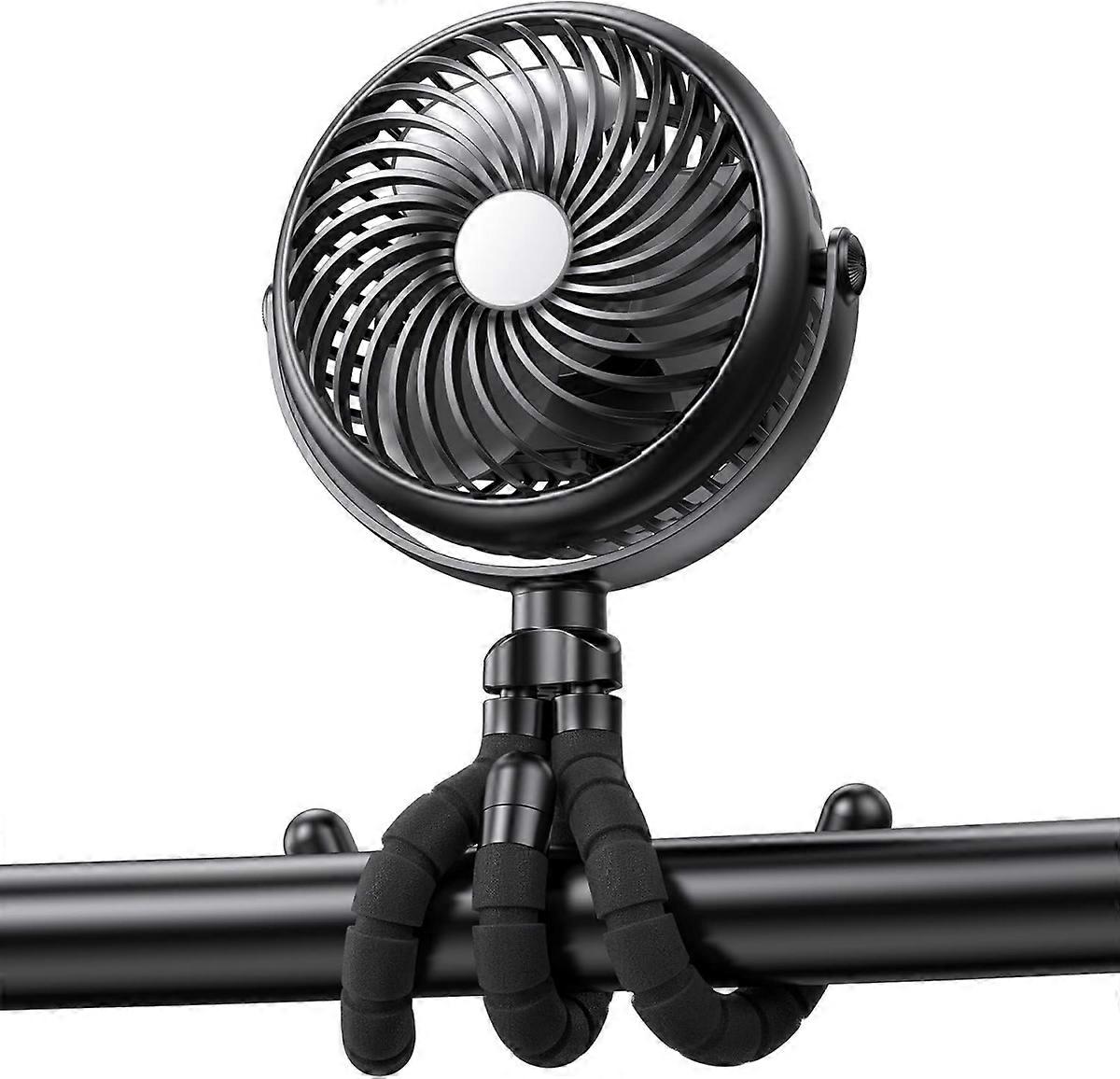 5200mah Battery Operated Stroller Fan Flexible Tripod Clip On Fan With 3 Speeds
