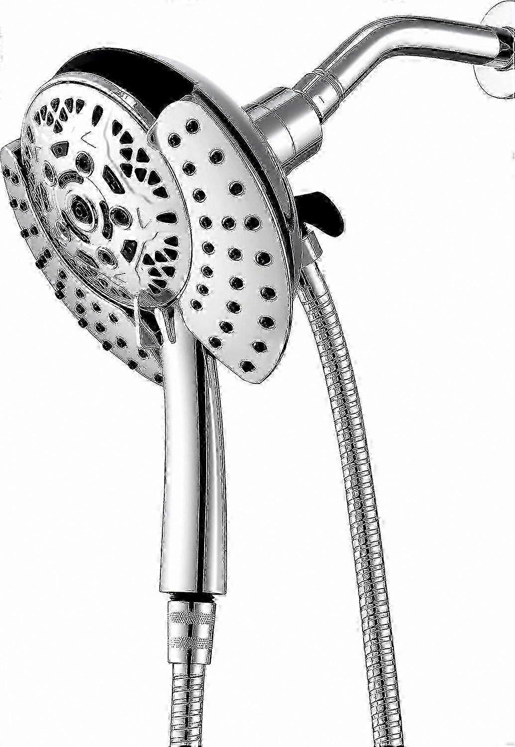 Adjustable Dual Shower Head with Handheld and Rainfall Functions - 59" Rotatable Metal Hose for Bathroom Use