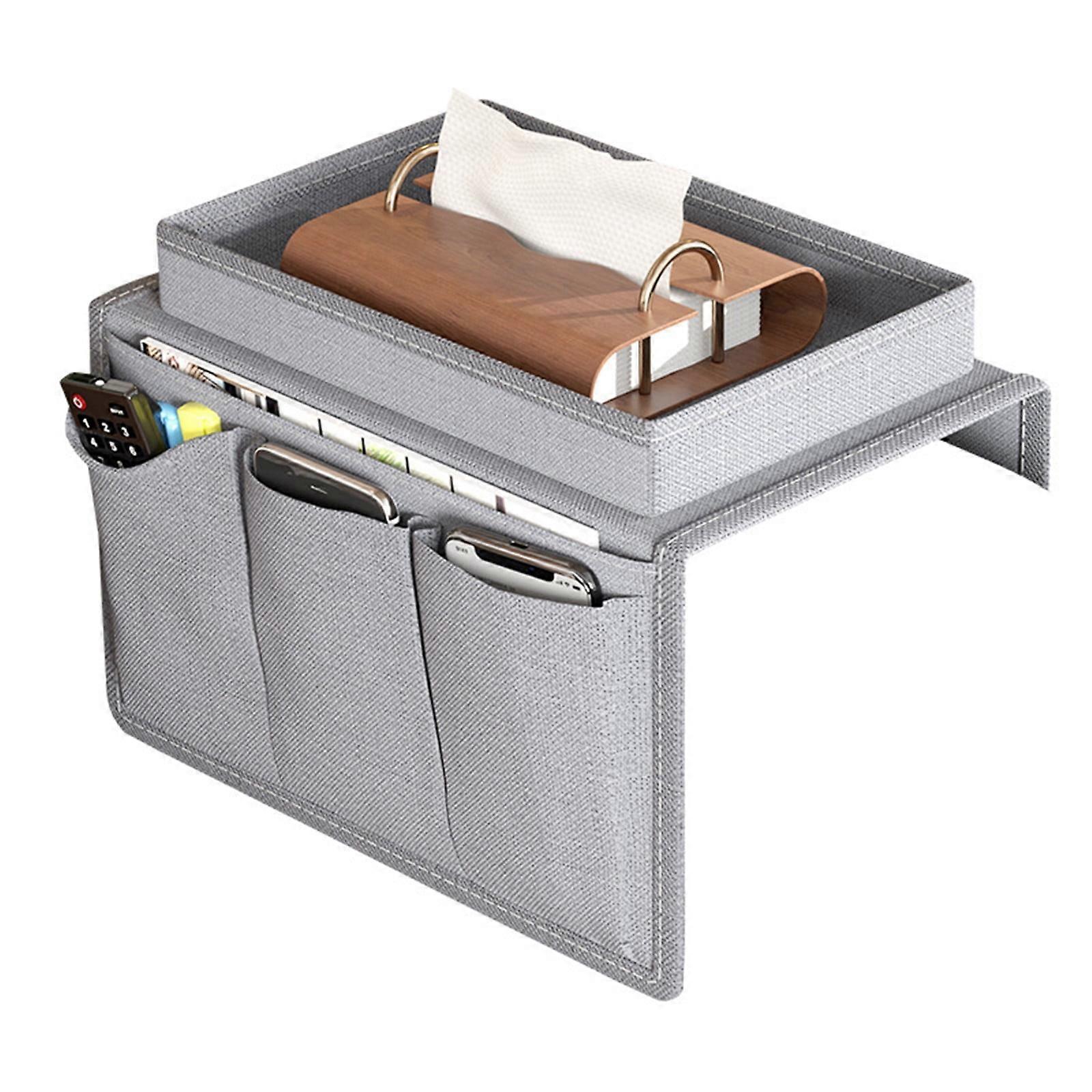 Couch Sofa Armrest Organizer with 5 Pockets, Compatible with Remote, Cellphone, Tablet, Notepad - Bedside Storage Pocket Bag