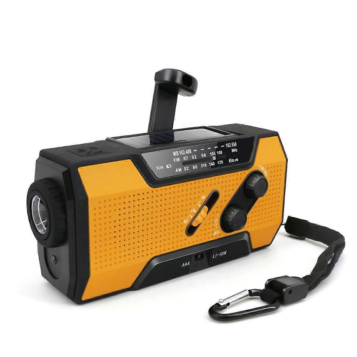 Emergency Weather Radio,Outdoor Portable Hand Crank Radio Solar Powered,AM/FM, SOS Alarm,LED Reading Lamp,Flashlight A