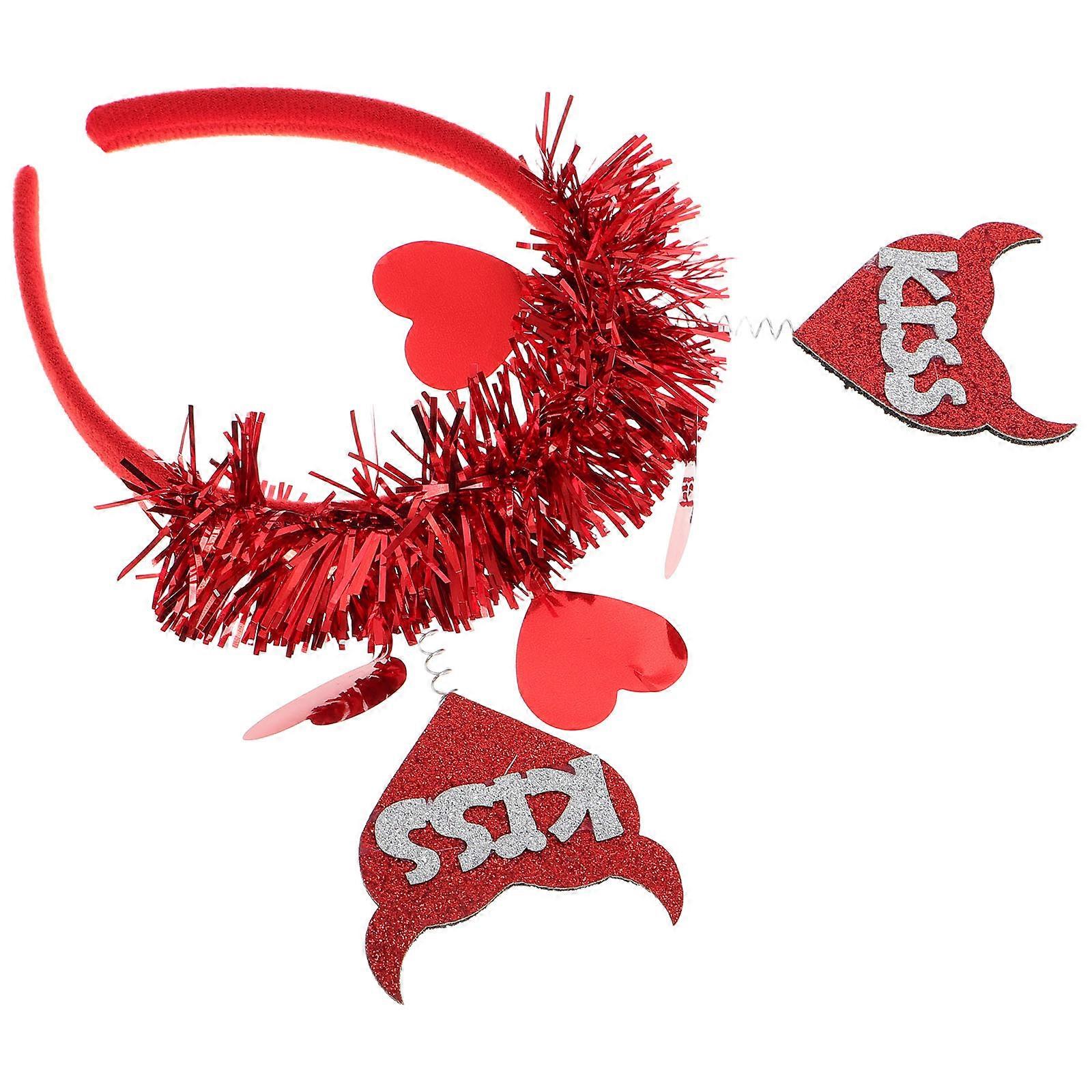 Headband Red Glitter Headband for Valentines Day 3Pcs