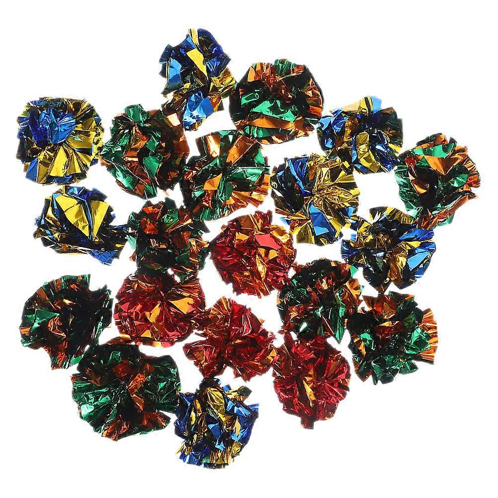 Kitten Crinkle Toys Round Paper Cat Toy Relieve Boredom Metallic Color 5x5x5cm 25Pcs