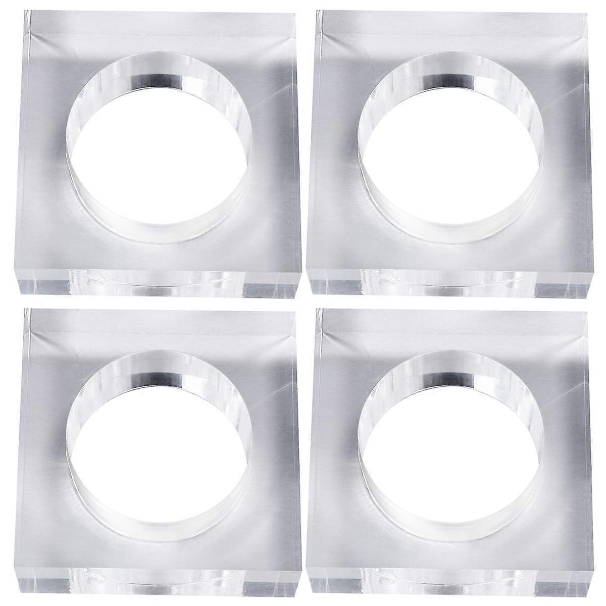 Decorative Napkin Rings Square Design Holder For Prom Banquet Dinner Table Decor 16Pcs Clear Color Feature