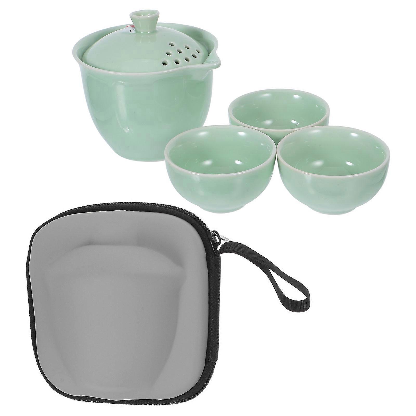 Elegant Chinese Teapot And Tea Cups Complete Set For Tea Enthusiasts Ideal For Home Office Travel Compact Size 2 Sets