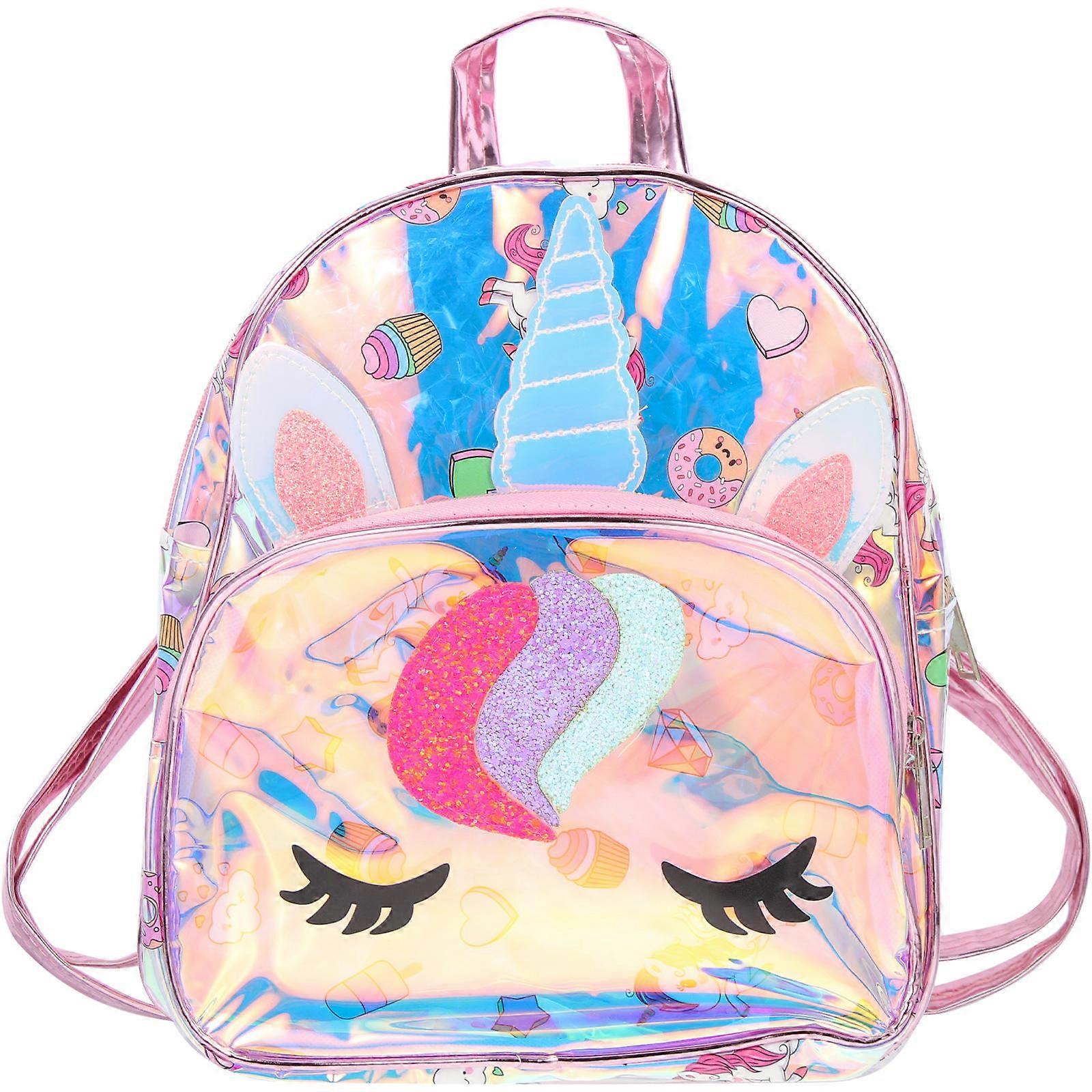 Unicorn Design Backpack 5Pcs Preschool Backpack For Children Students In Pink Color With Durable Zipper For Carrying Items