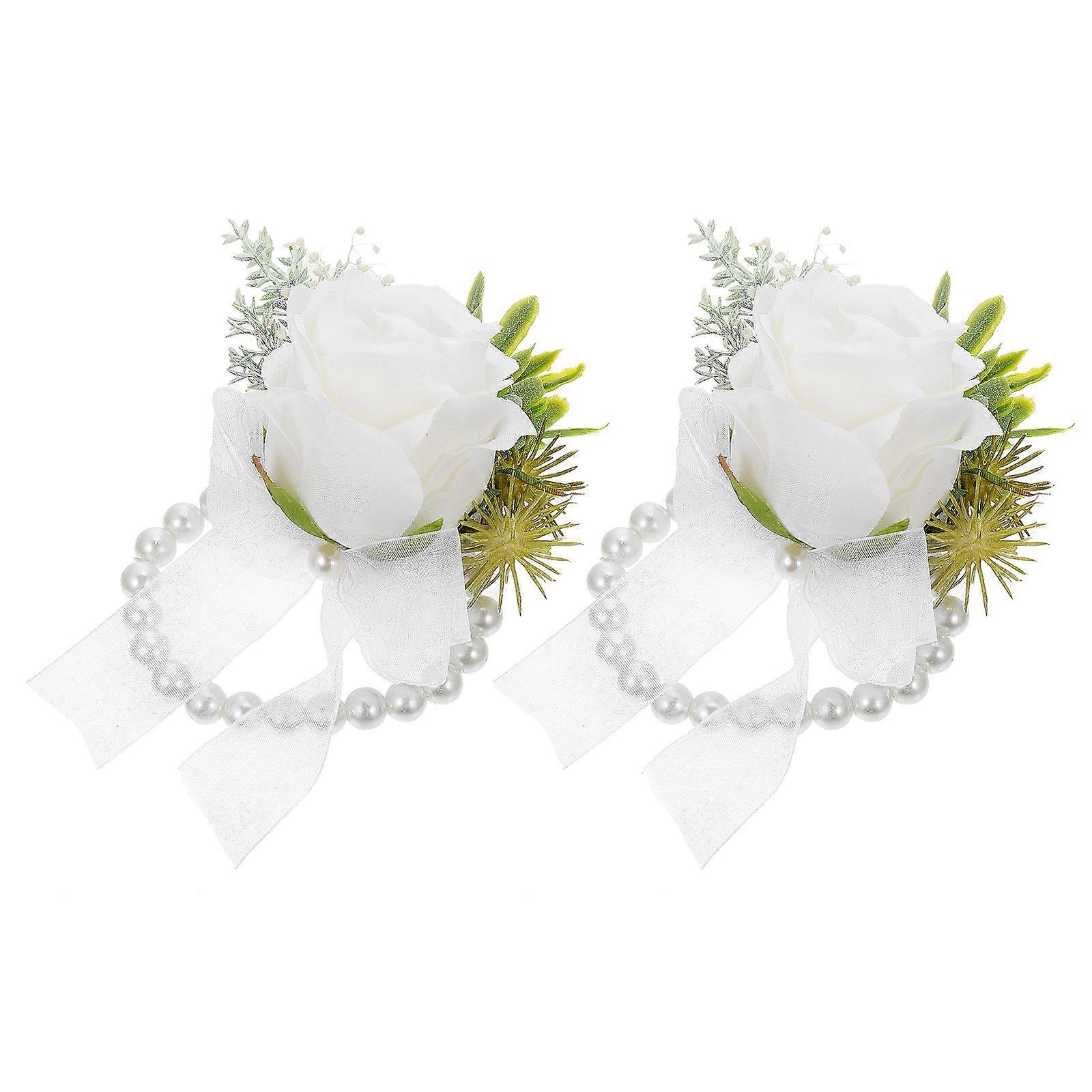 Corsage Wristlet Wedding Accessory for Decoration 10Pcs White