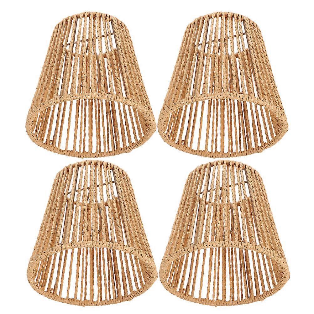 Bohemian Simulation Rattan Hand Woven Lamp Shade for Pendant Light 12Pcs