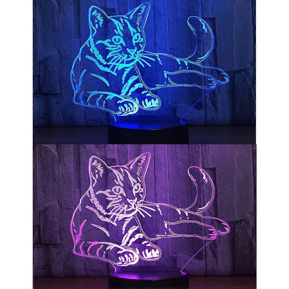 Decorative Lamp Cat Lamp 3D Illusion with 3Pcs USB Insert LED