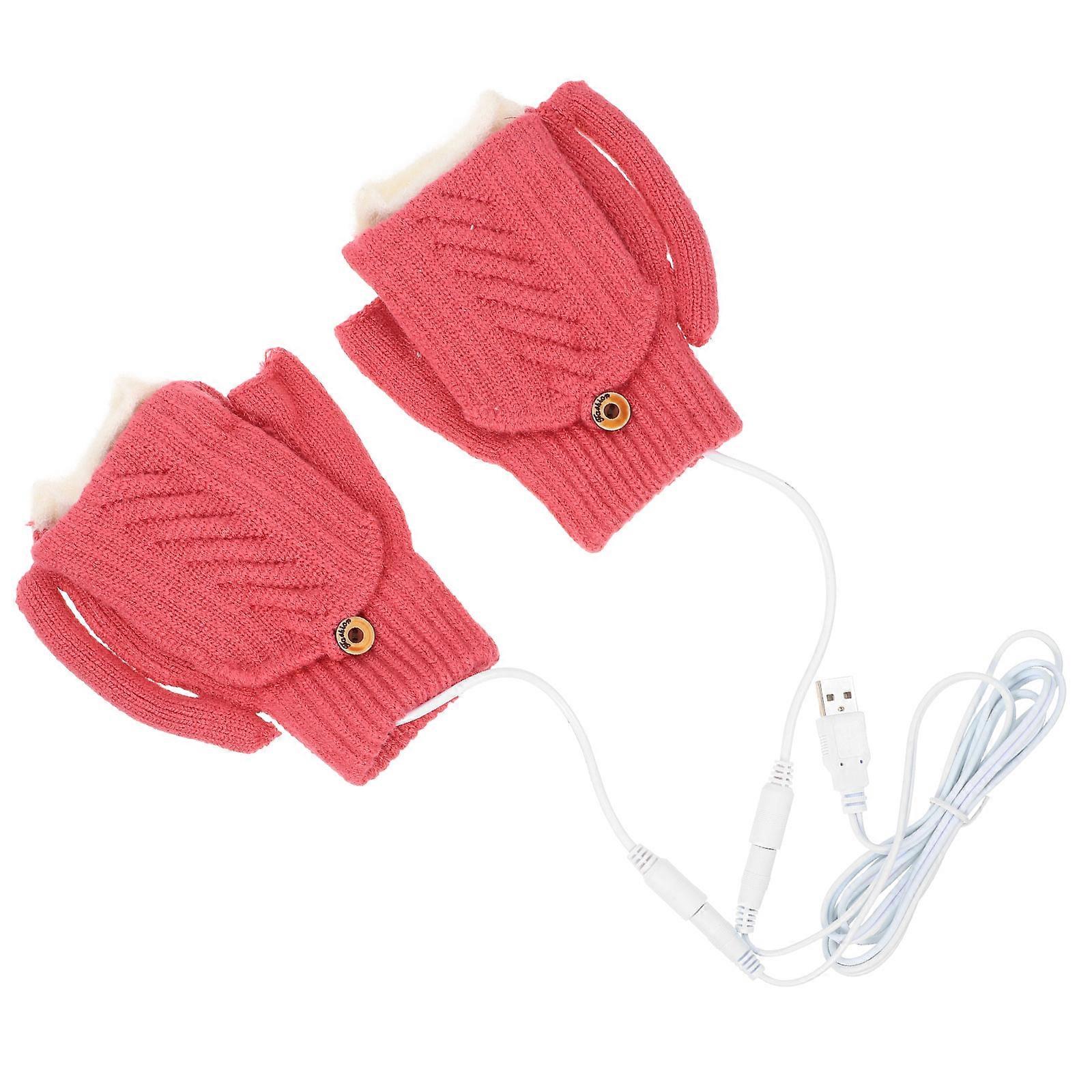Thermal Gloves USB Heated Gloves for Protection 4Sets Rosy Color