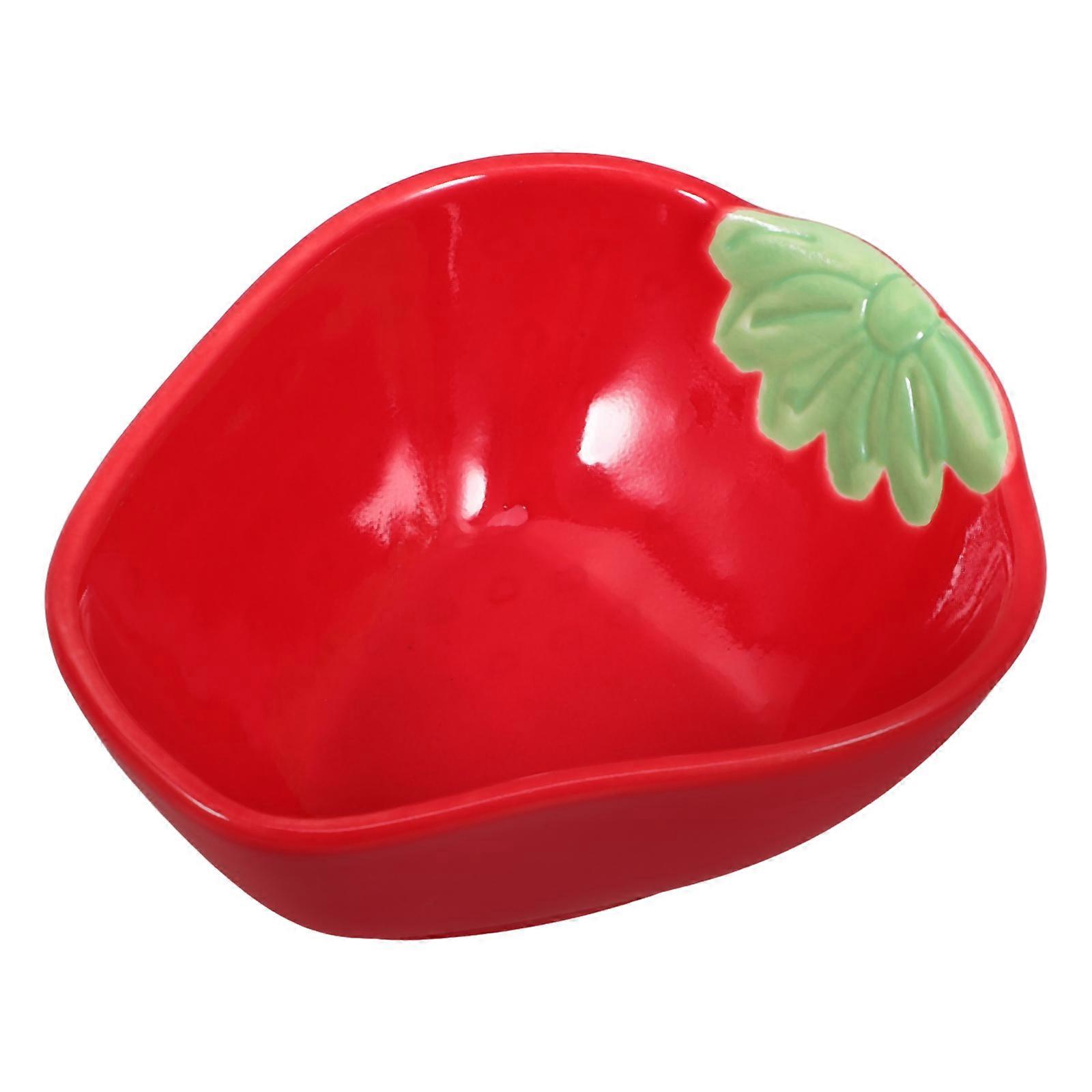 Ceramic Dipping Plate for Sauce Serving 4Pcs Red Strawberry Shaped Dish