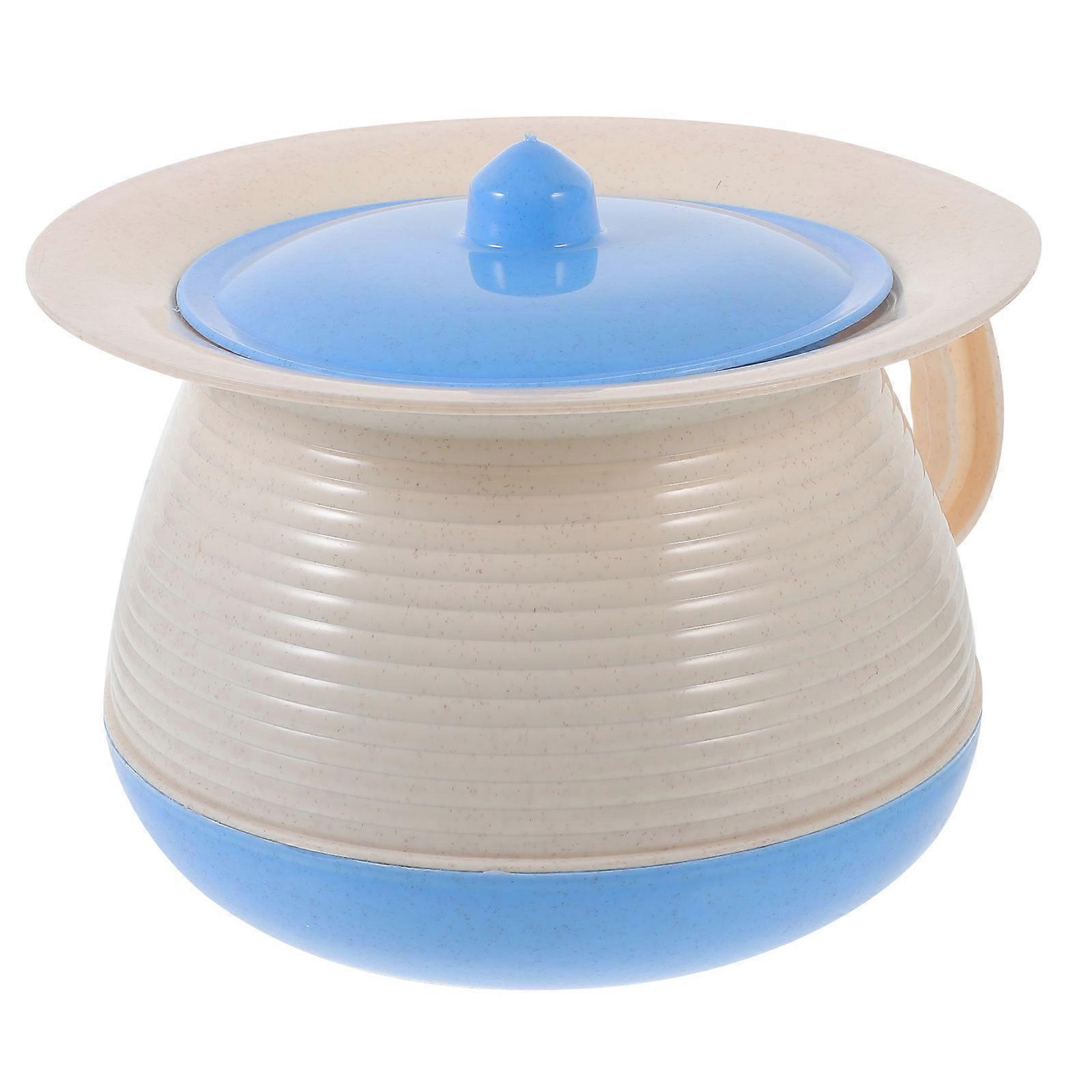 2Pcs Portable Chamber Pot for Storage Use Plastic Urine Pot with Lid Blue