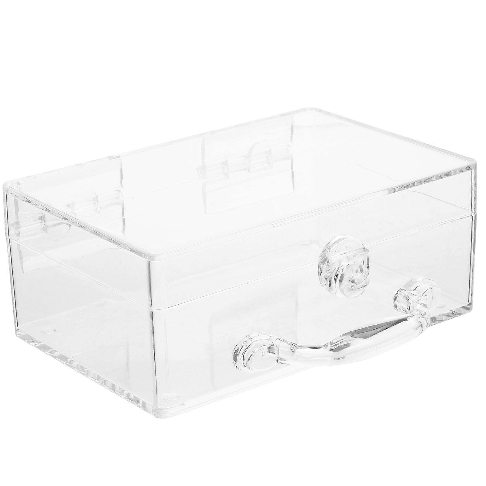 Transparent Clear Storage Box for Cosmetics with Lock and Handle 2Pcs