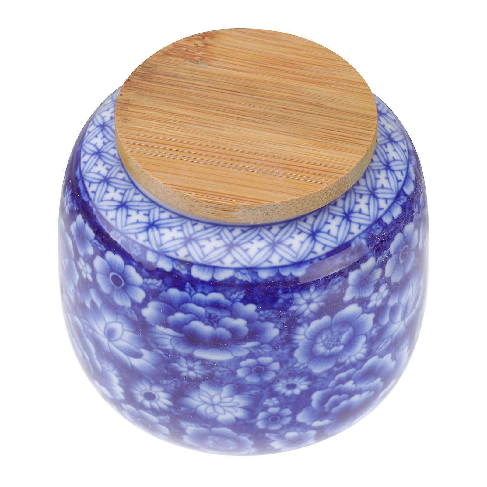 Ceramic Tea Canister for Storage Use Sealing Function 230ml Blue