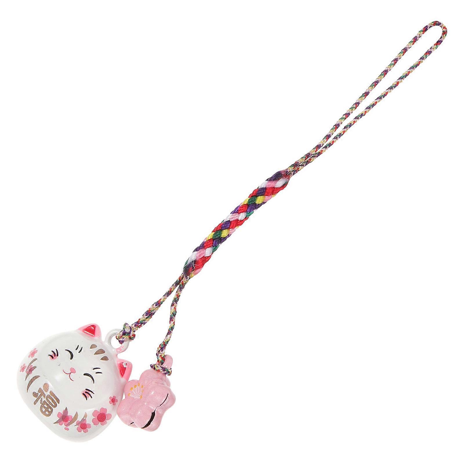 Japanese Luck Cat Hanging Pendant for Backpack 4Pcs Ceramic Bag Decor