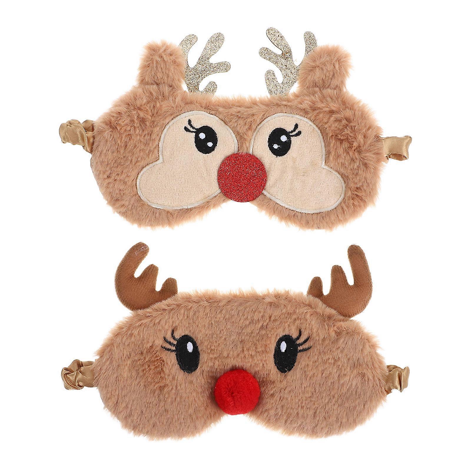 Elastic Blinder Deer Shaped for Sleeping Use 6Pcs Plush Eye Mask