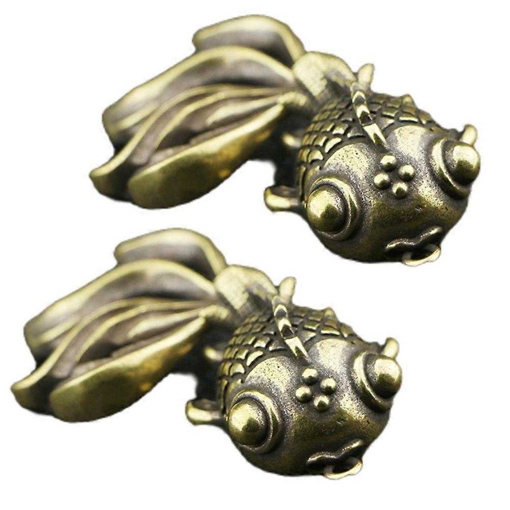 Goldfish Design Keychain 2Pcs Golden Brass Durable Non-Fade Decorative Charm for Decor