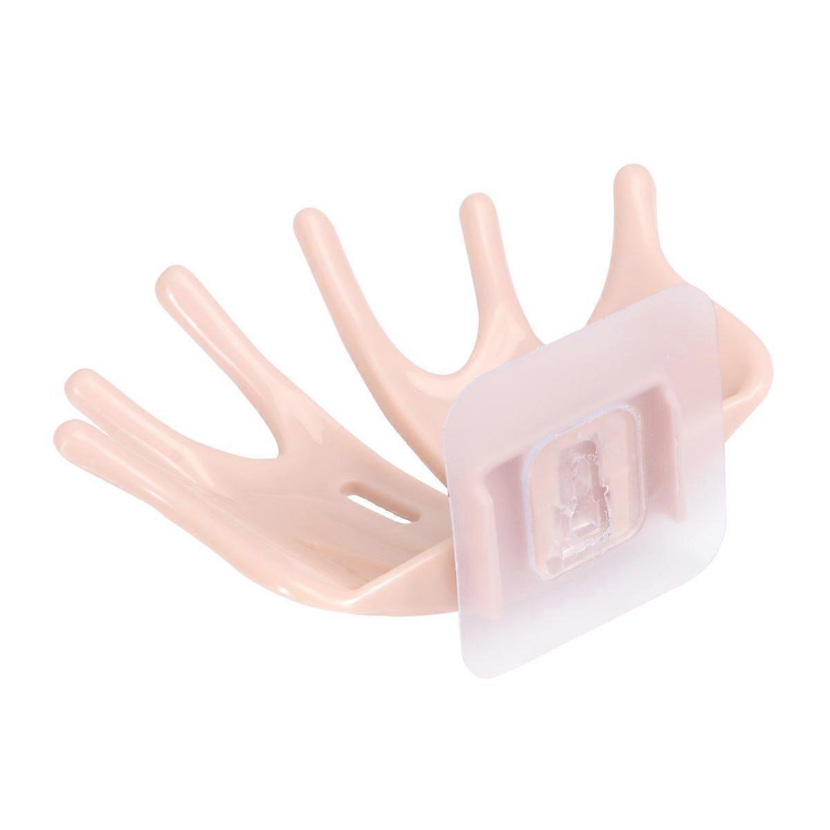 Hand Shaped Soap Box Soap Holder for 2Pcs with Drain in Rosy Color