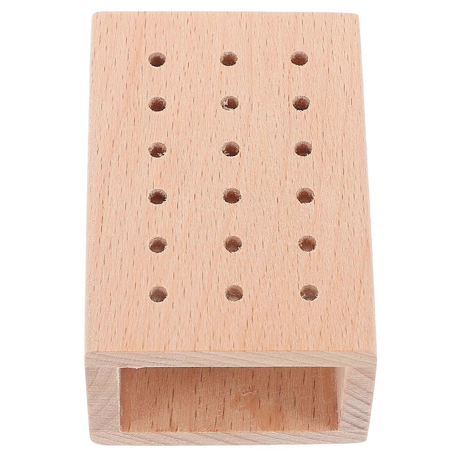 Wooden Bit Holder Block for Nail Salon Bit Storage with 3Pcs Compact Design