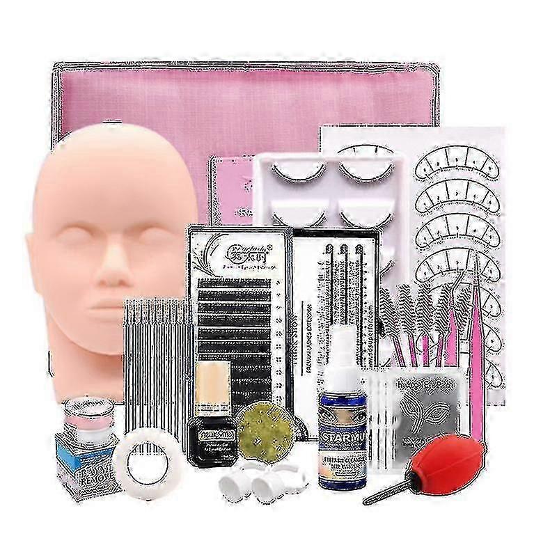 Beginner Self-Grafting Eyelash Extension Practice Set with Complete Tools for DIY Lash Application at Home