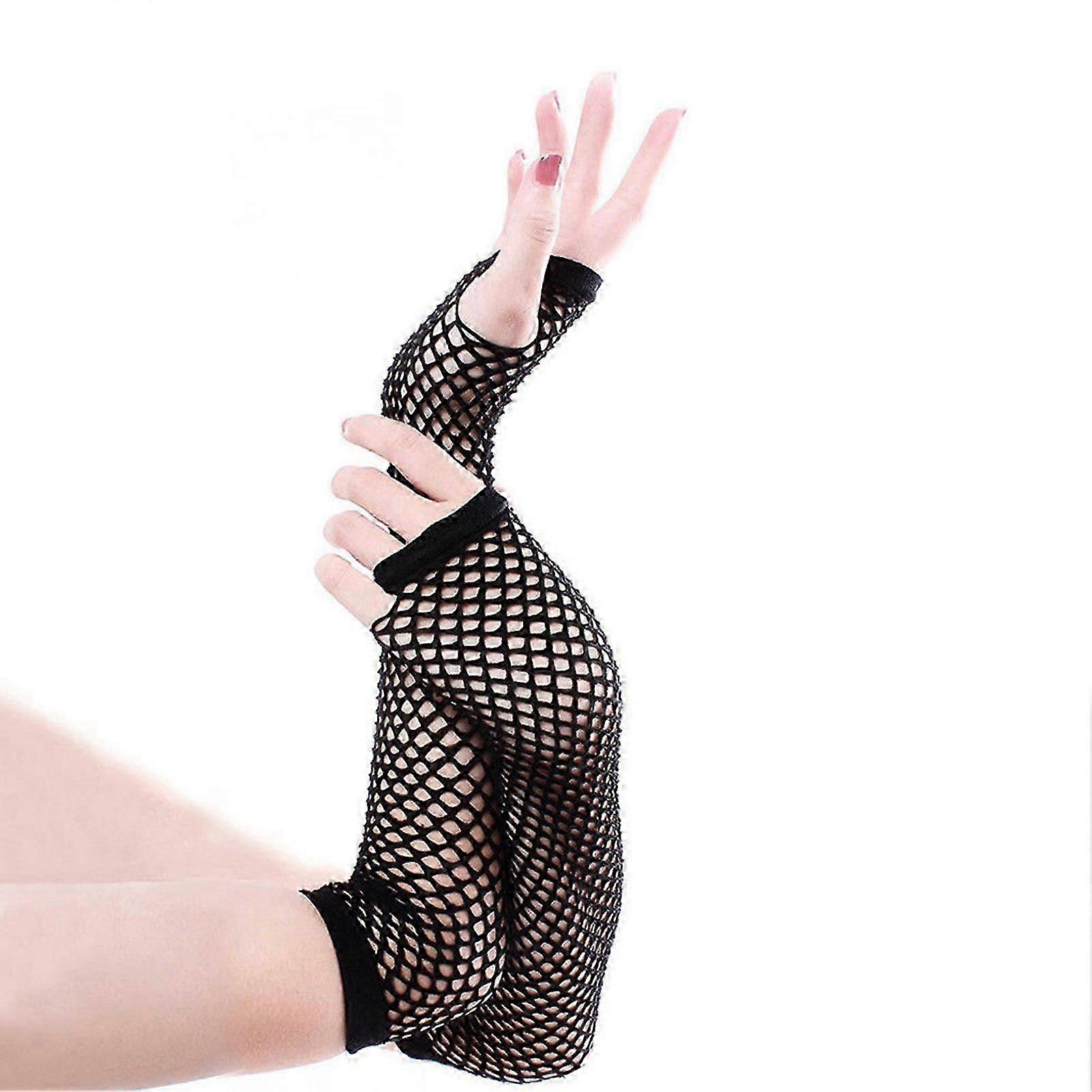 1 Pair Performance Gloves Hollow Out Fishnet Thin High Elasticity Fingerless Thin See-through Cosplay Club Party Festivals Gloves