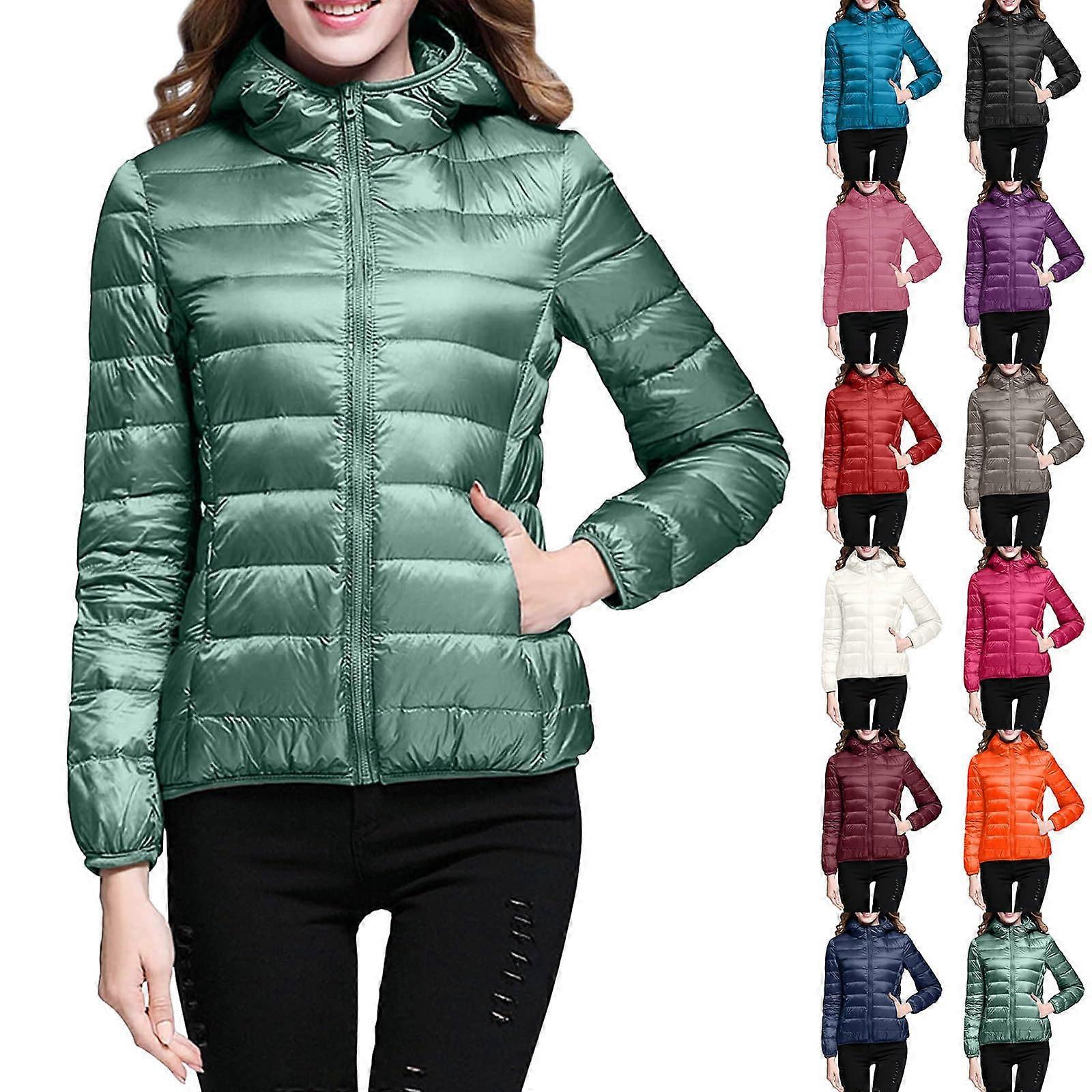 Quilted Jacket Women's Lightweight Down Jacket Ultralight Packable Mint Green Size M Winter Puffer Jacket