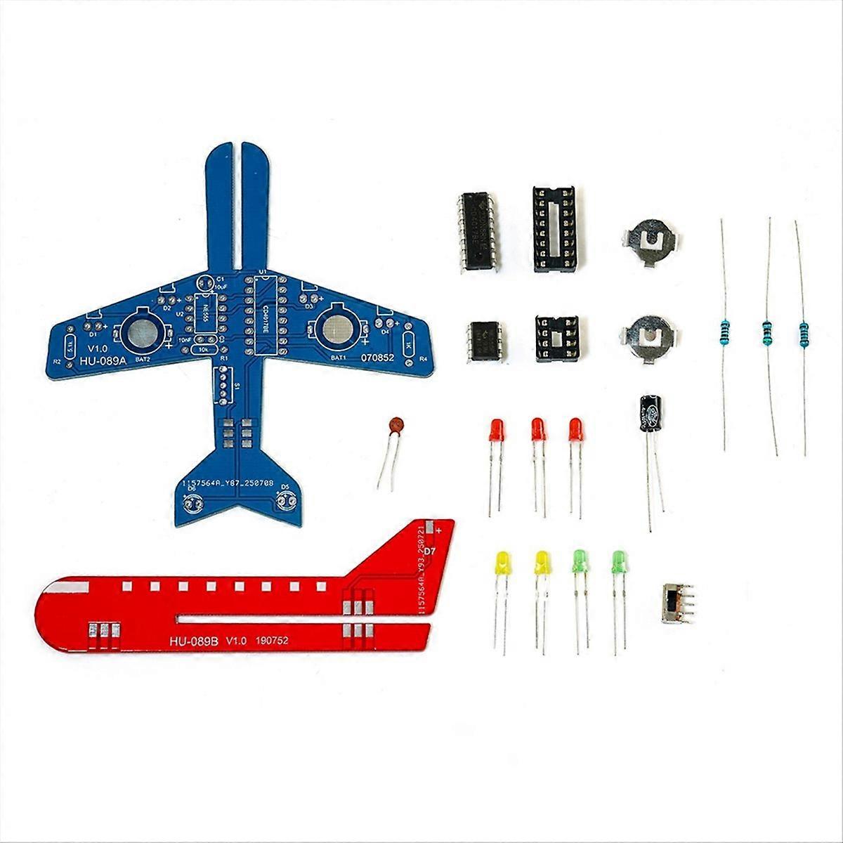 DIY Electronic Kit Small Airplane CD4017 Flow Lamp Welding Practice Electronic Science Assembly Kit 