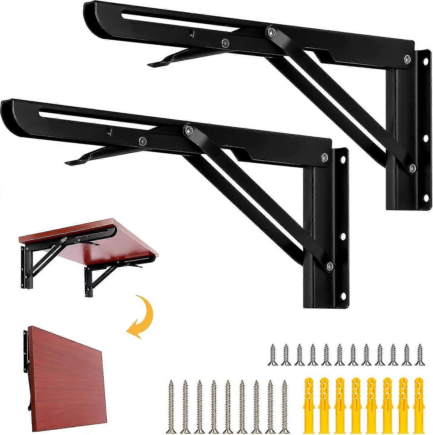 Wall Mounted Folding Bracket Set Of 2 Foldable Shelf Support Folding Shelf Brackets With Screws Folding Shelf Hinge For Diy Bench Table Bookcase Furni