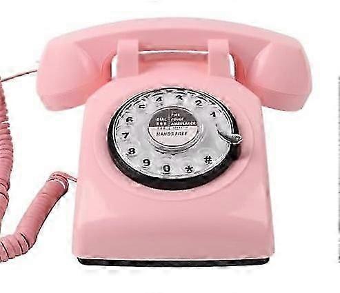 1960's Retro Rotary Dial Phone - Corded Landline Telephone with Redial Button & Adjustable Ringer Control for Home/Office
