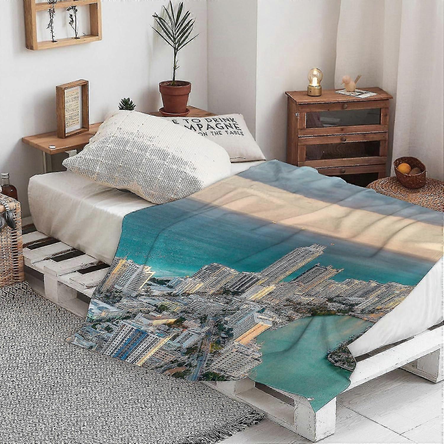 Blanket Warm Soft Helicopter View Of South Beach Miami Throw Blanket,winter Warm Sofa Bed Throw Bed Picnic Blanket Throw Over Soft Plush Garden Cosy C