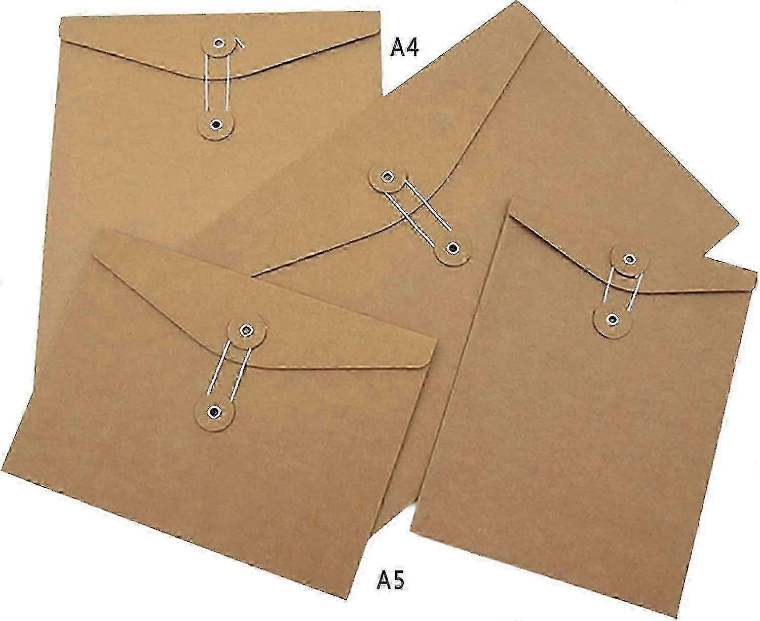 10 Pcs A4 Kraft String Envelope File Folders Organizer for Projects, Contracts, Bills, Meeting Documents, Office Supplies (Horizontal Versio