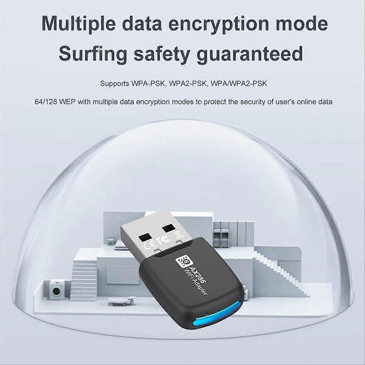 WiFi 6 Network Card 2.4G and 5GHz 900Mbps USB WiFi Adapter