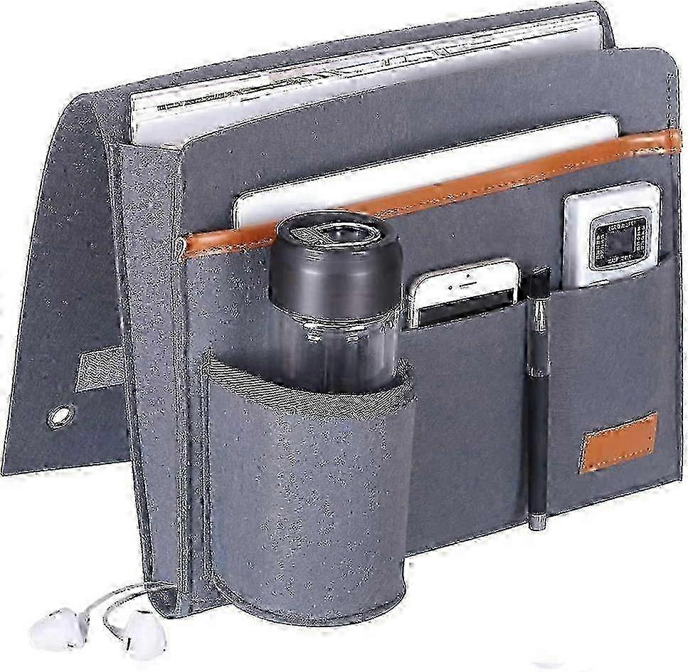 Bedside Caddy, Bedside Storage Organizer with 5 Pockets, Remote Contro