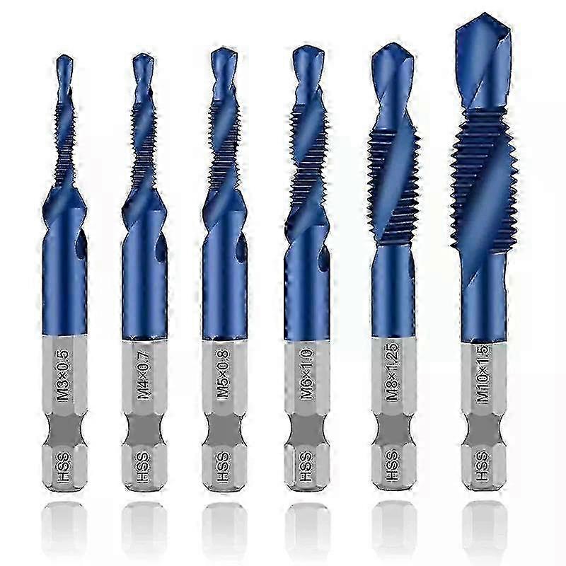 Hex Shank Titanium Plated HSS Screw Thread Metric Tap Drill Bits Screw Machine Compound Tap M3 M4 M5 M6 M8 M10 Hand Tools