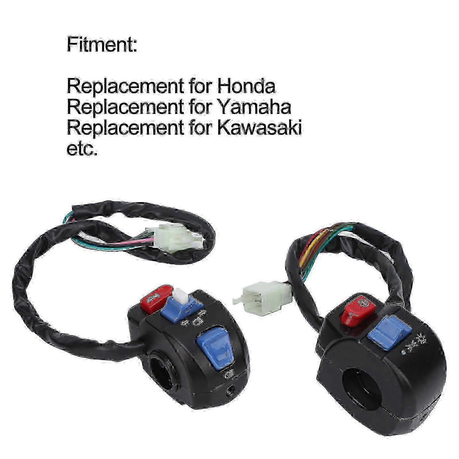 Pair of 7/8in Handlebar Control Switch for High/Low Beam Turn Signal Horn Fog Lamp Replacement for Honda f54 2025