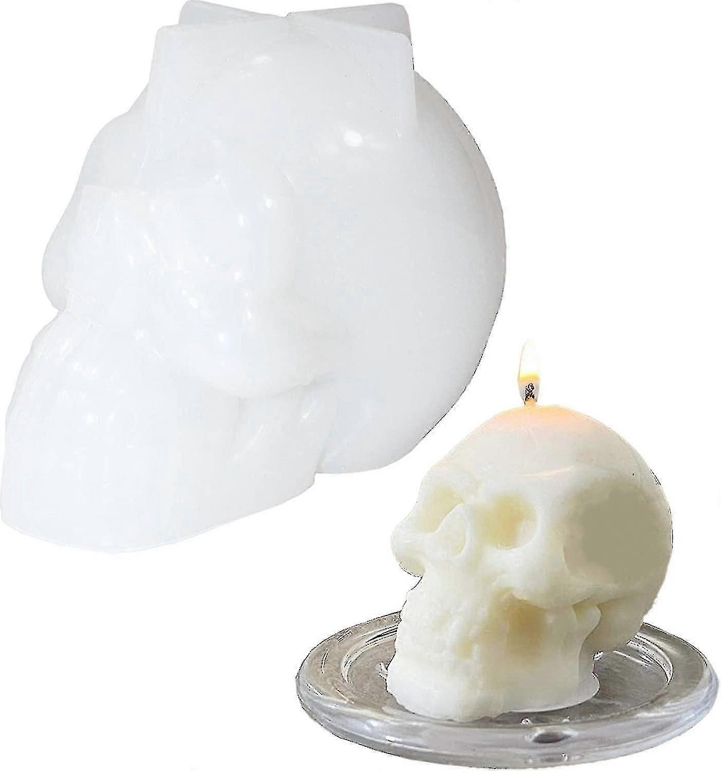 قالب شمعة الجمجمة - قالب سيليكون شمعة للشمع الروائح صانع راتنجات الايبوكسي ، هدية يدوية رائعة ، طقم صنع الشموع (قالب الجمجمة) (أبيض)