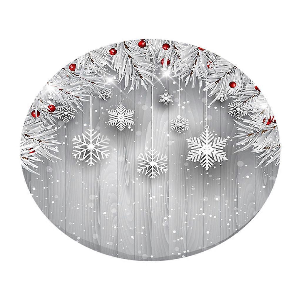 Christmas Theme Table Cover Elastic Edged Polyester Tablecloth Round Dia 47"