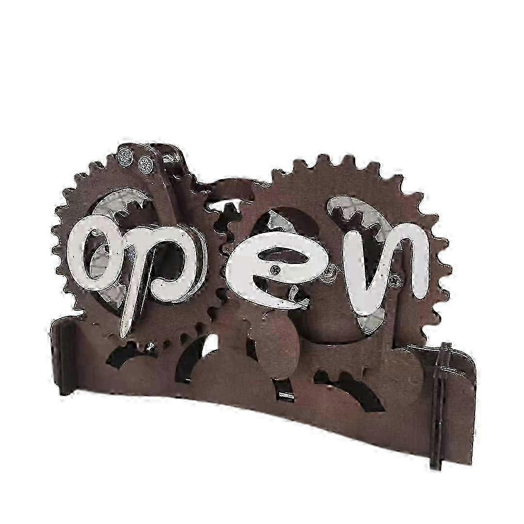 Revolutionary Open-closed Sign Board, Wooden Gear Mechanism Convertible Open Closed Sign