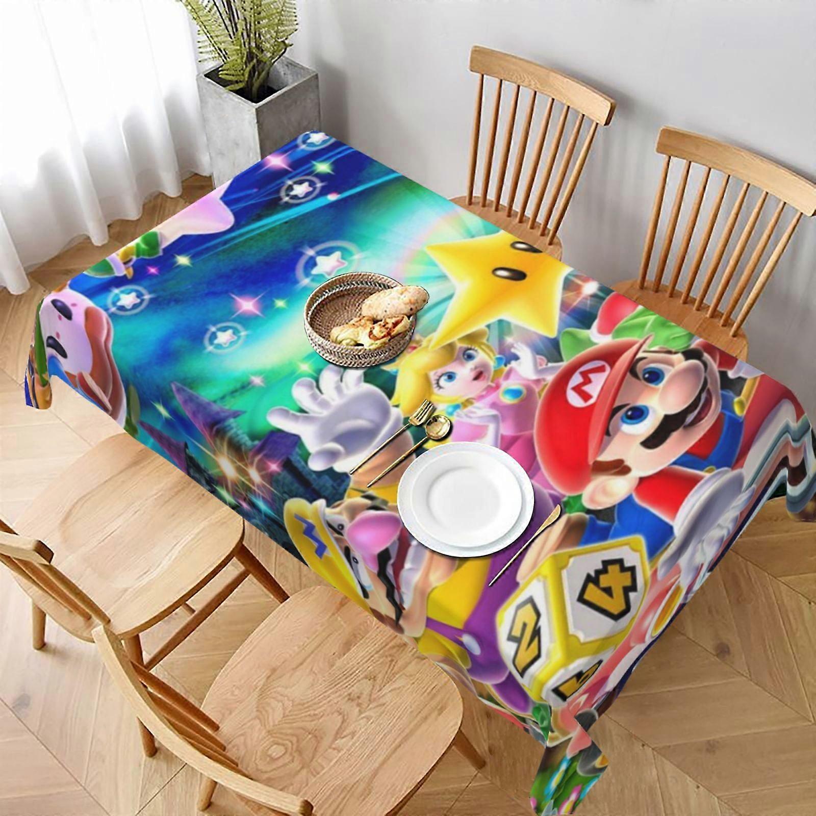 Mario Rectangular Tablecloth Water Resistance Antiwrinkle Spillproof Soft Fabric Table Cloth 60"X90"