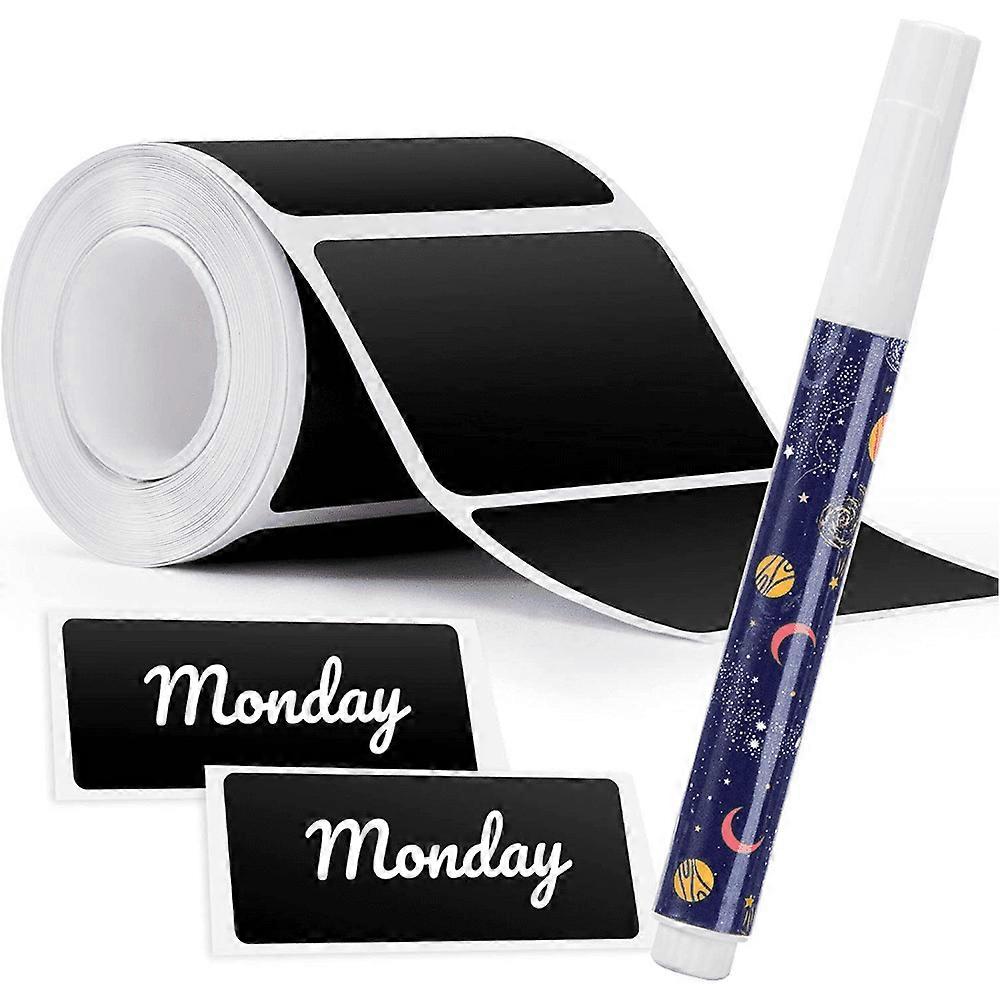 120 Pcs Waterproof Reusable Chalkboard Labels with 1 Free Erasable Chalk Marker, compatible with Storage Bins, Glass Jars, Canisters, Bottles,