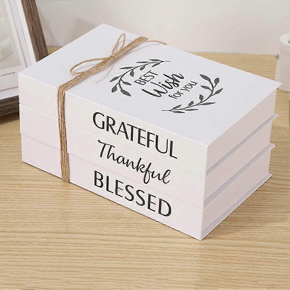 Set of 3 Decorative Faux Books with Blank Hardcover, White Display Books for Home Office Shelf Styling