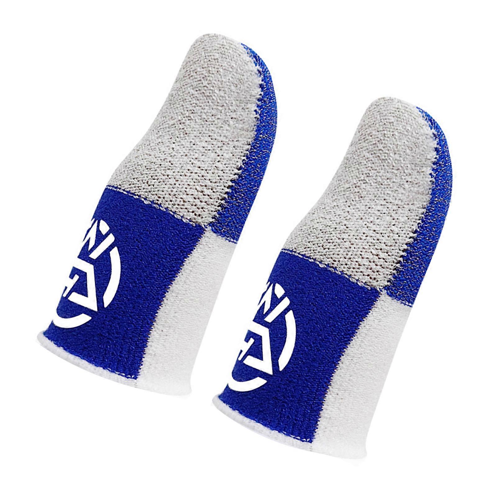 Ergonomic Finger Sleeves Conductive Fiber Construction Delivers Precise Touch Display Operation For Action Game 1 Pair  White and blue