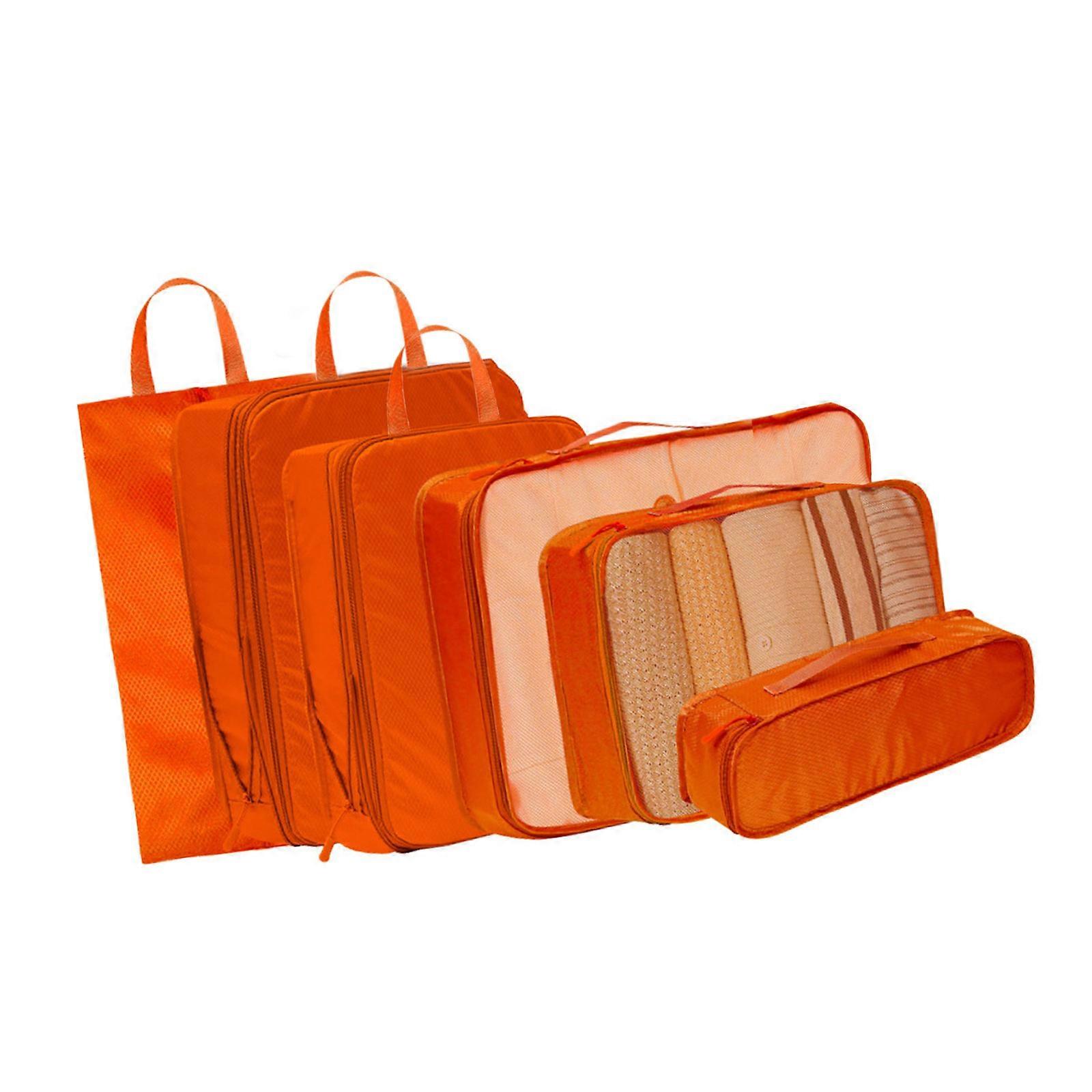 MultiPurpose Bagage Arrangör Set 6st Återvunna Väskor För Resa Förberedelse Orange Färg