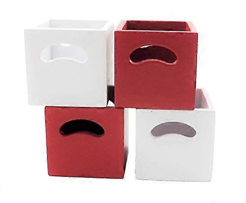 Dolls House 4 Modern Red &amp; White Cube Storage Boxes Miniature 1:12