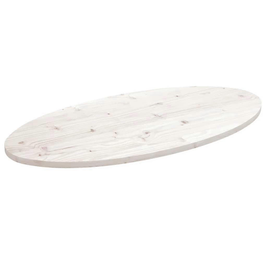 Table top white 90x45x2.5 cm solid wood pine oval