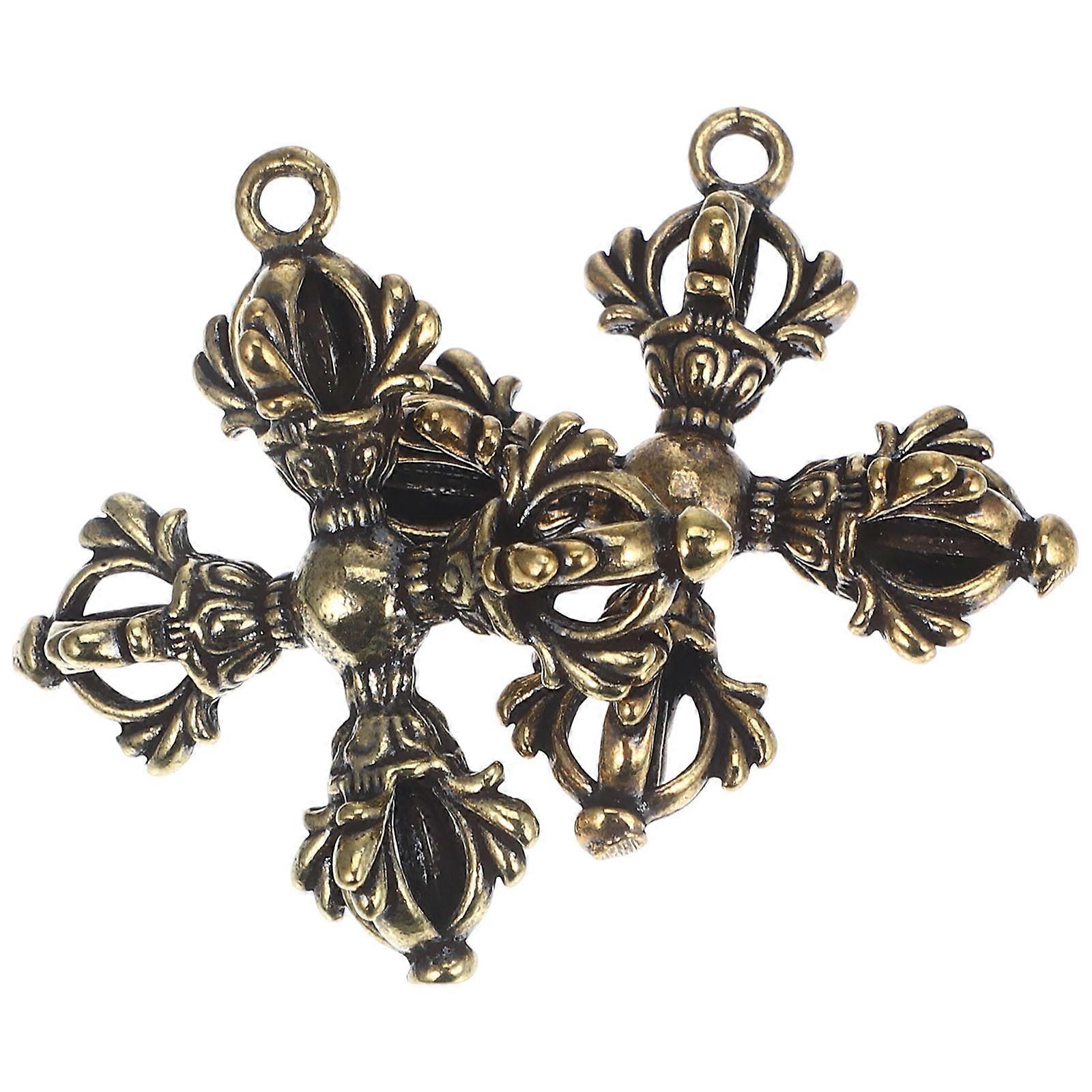 2stk messing buddhisme stød nøglering vedhæng vintage messing nøgleringe taske charme