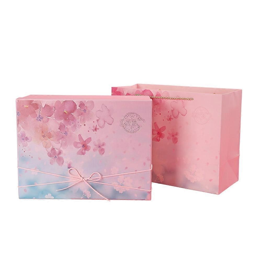 1Set Sakura Pattern Gift Box Valentine Present Case Wedding Paper Box (Pink)