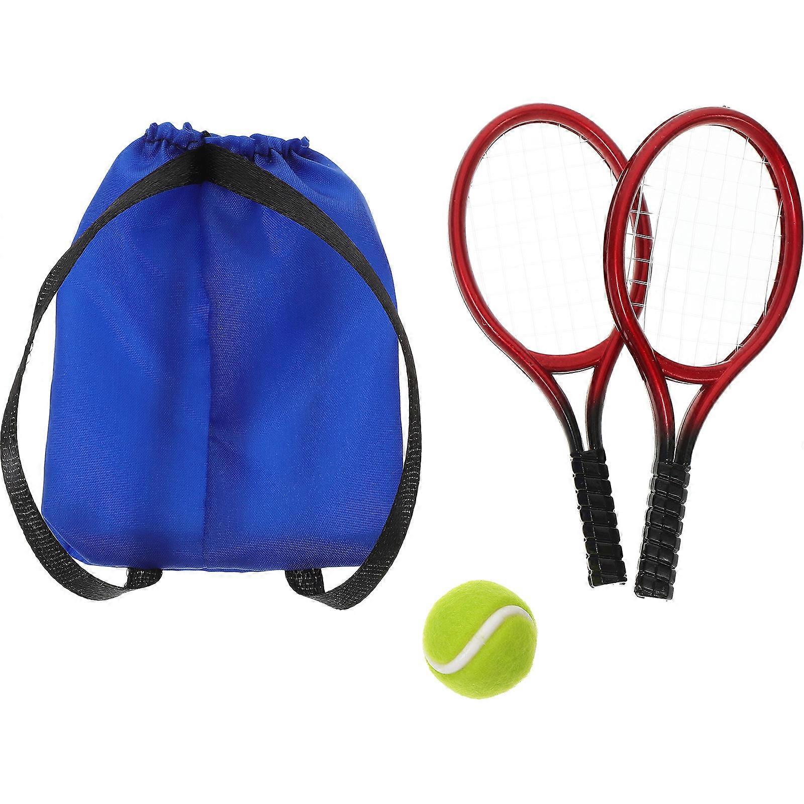Mini House Tennis Racket Set 4 Sets Ideal For Hobbyists Enhancing Miniature Scene Building With Reliable Plastic Material