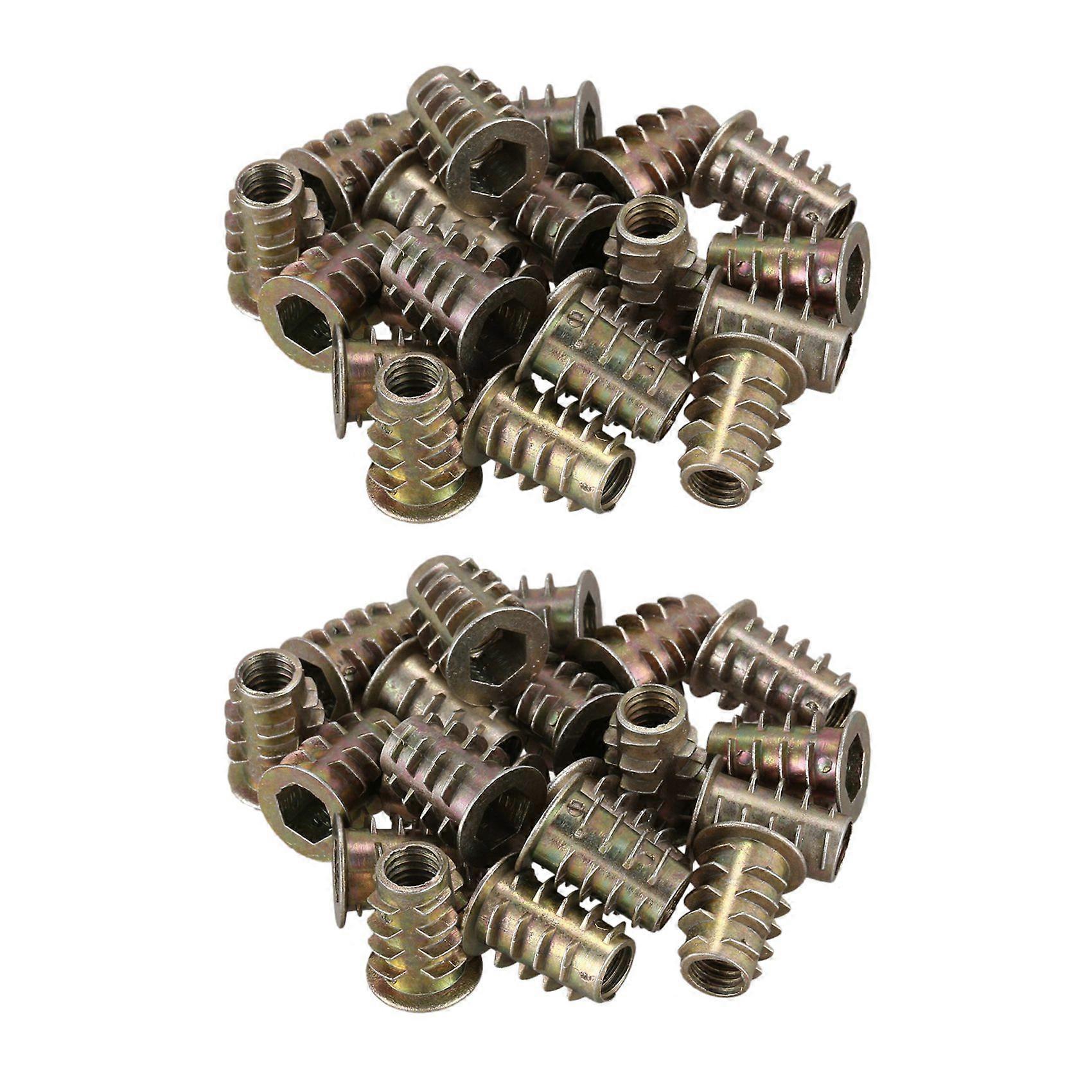 40 Pieces M6X 15mm Hexagon Socket Screw Thread Insert Nut for Wood